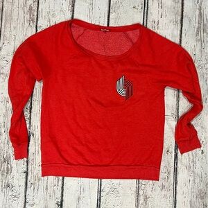 Portland Trail Blazers Mitchell & Ness Womens Red Pullover Jumper Sweatshirt